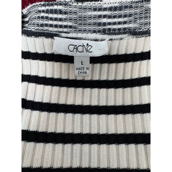 Cache women's striped stretch sweater round neck long sleeve size L - Picture 12 of 12